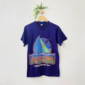 Vintage Single Stitch Screen Stars Best Made In USA Chesapeake Bay Tshirt